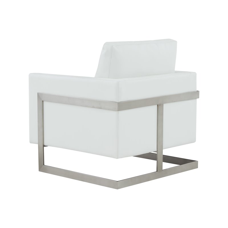 Modrest Prince Contemporary Fabric & Metal Accent Chair in White/Silver