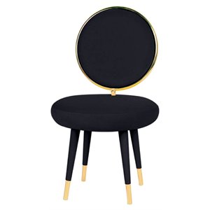 modrest haswell velvet & metal upholstered accent chair in black (set of 2)