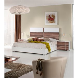 Modrest Giovanna 91x89&quot Modern Wood & Stainless Steel Eastern King Bed in White