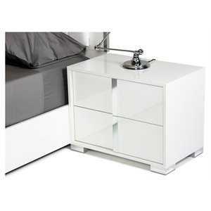 modrest san 2-drawer modern mdf wood & aluminum right nightstand in white