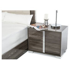 modrest san 2-drawer modern mdf wood & aluminum right nightstand in gray
