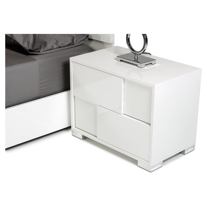 Modrest Monza 2-Drawer Soft Closing Modern MDF Wood Nightstand in White