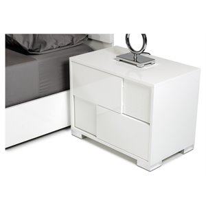 modrest monza 2-drawer soft closing modern mdf wood nightstand in white