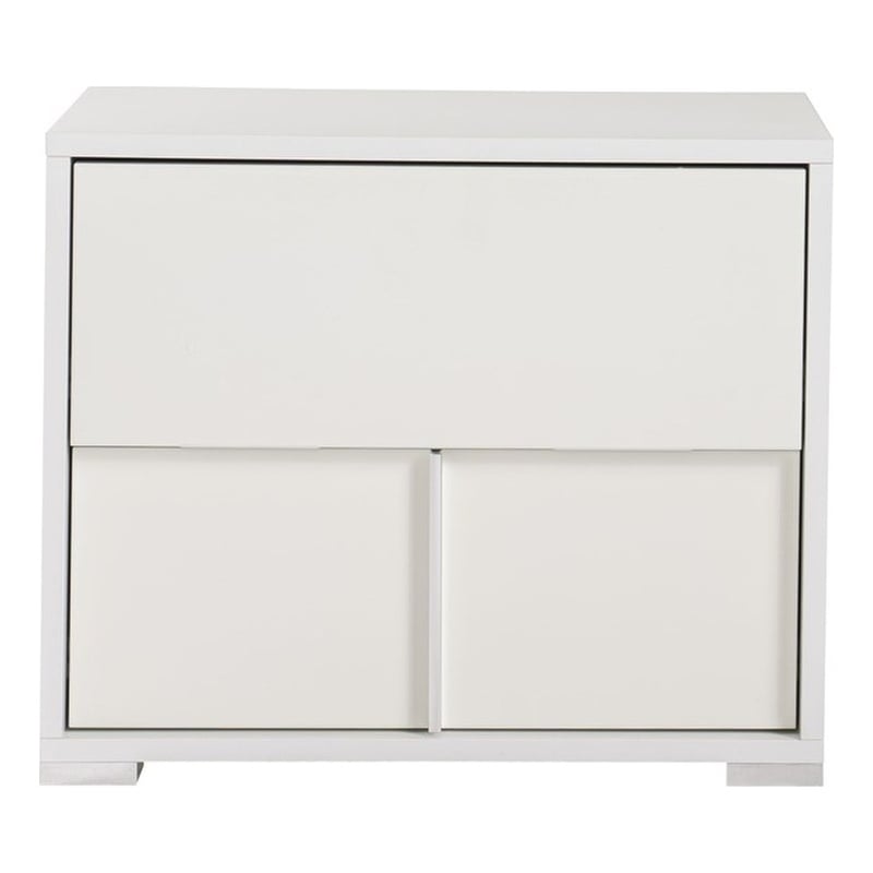 Modrest Nicla 2-Drawers Engineered Wood Bedroom Nightstand in White Gloss
