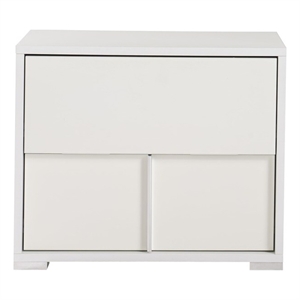 Modrest Nicla 2-Drawers Engineered Wood Bedroom Nightstand in White Gloss