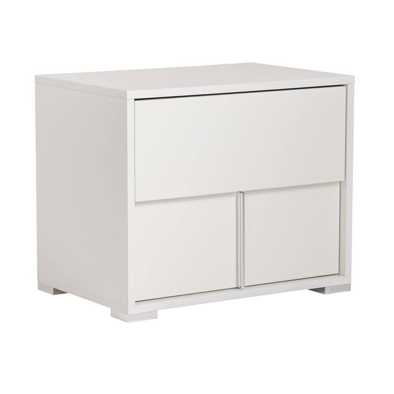 Modrest Nicla 2-Drawers Engineered Wood Bedroom Nightstand in White Gloss