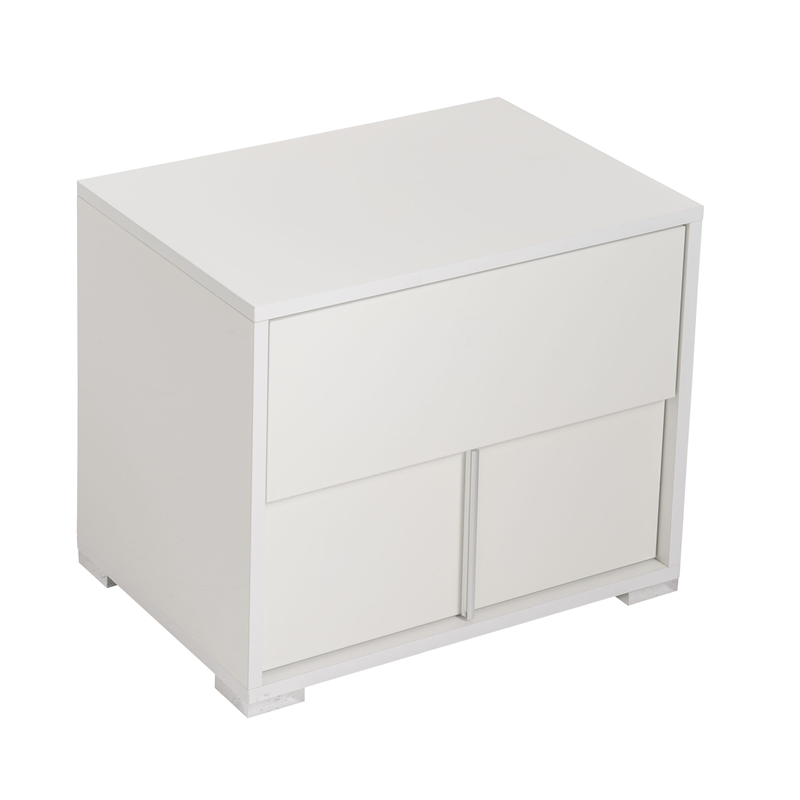 Modrest Nicla 2-Drawers Engineered Wood Bedroom Nightstand in White Gloss