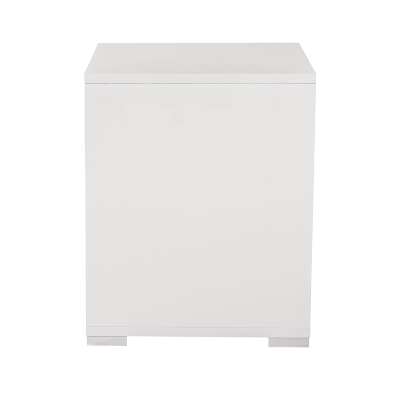 Modrest Nicla 2-Drawers Engineered Wood Bedroom Nightstand in White Gloss