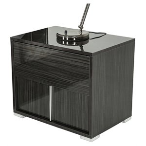 modrest ari 2-drawer soft closing modern mdf wood nightstand in gray