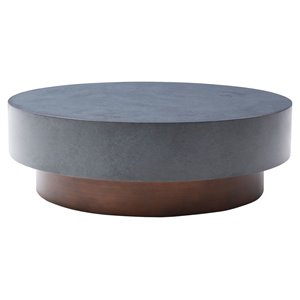 Modrest Zachary Round Modern Metal Coffee Table in Gray/Antique Copper