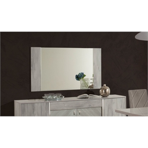 Modrest Alexa Engineered Wood and Glass Rectangular Buffet Mirror in Gray/Clear