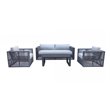 Modrest Whimsy Modern Aluminum & Fabric Upholstered Sofa Set in Light Gray