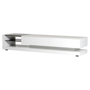 Modrest Mali Modern Wood & Glass TV Stand for TVs up to 79&quot in White