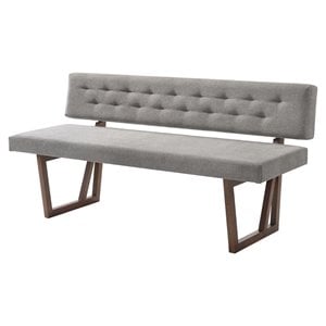 Modrest Jordan 18&quot Modern Rubber Wood & Fabric Dining Bench in Gray