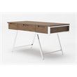 Modrest Dessart 3-Drawer Modern Veneer & Stainless Steel Desk in Walnut/Chrome
