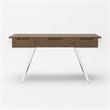 Modrest Dessart 3-Drawer Modern Veneer & Stainless Steel Desk in Walnut/Chrome
