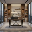 Modrest Girard 1-Drawer Modern Metal & Veneer Desk in Walnut/Black