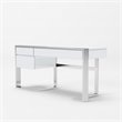 Modrest Fauna 3-Drawer Modern Stainless Steel & MDF Wood Desk in White