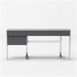 Modrest Fauna 3-Drawer Modern Stainless Steel & MDF Wood Desk in Elm Gray