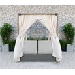 Modrest Marin Rattan Wicker & Fabric Upholstered Canopy Sunbed in Beige