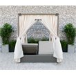 Modrest Marin Rattan Wicker & Fabric Upholstered Canopy Sunbed in Beige