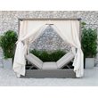 Modrest Marin Rattan Wicker & Fabric Upholstered Canopy Sunbed in Beige
