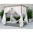 Modrest Marin Rattan Wicker & Fabric Upholstered Canopy Sunbed in Beige