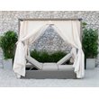 Modrest Marin Rattan Wicker & Fabric Upholstered Canopy Sunbed in Beige