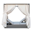 Modrest Marin Rattan Wicker & Fabric Upholstered Canopy Sunbed in Beige