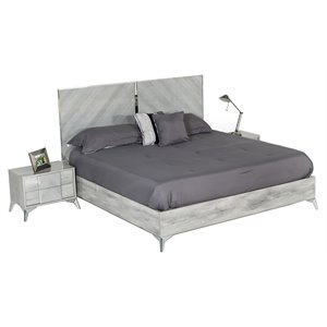 Modrest Alexa 64x83&quot Modern Metal & MDF Wood Queen Bed in Light Gray