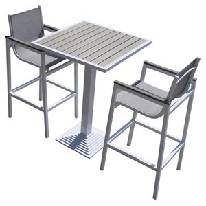 modrest gulf aluminum & plywood outdoor bar table set in white/gray