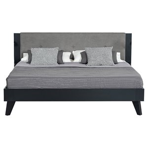 Modrest Panther 86x84&quot Contemporary Wood Eastern King Bed in Gray/Black