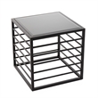 Modrest Malvo Modern Wrought Iron and Glass End Table in Black Finish/Clear