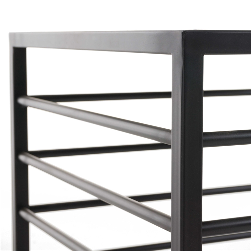Modrest Malvo Modern Wrought Iron and Glass End Table in Black Finish/Clear
