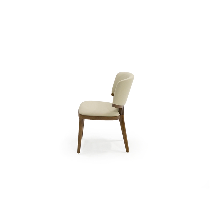 Modrest Stanley - Contemporary Cream Leatherette and Walnut Dining