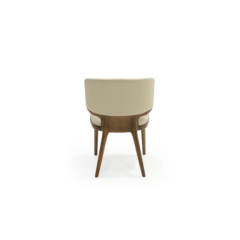 Modrest Stanley - Contemporary Cream Leatherette and Walnut Dining