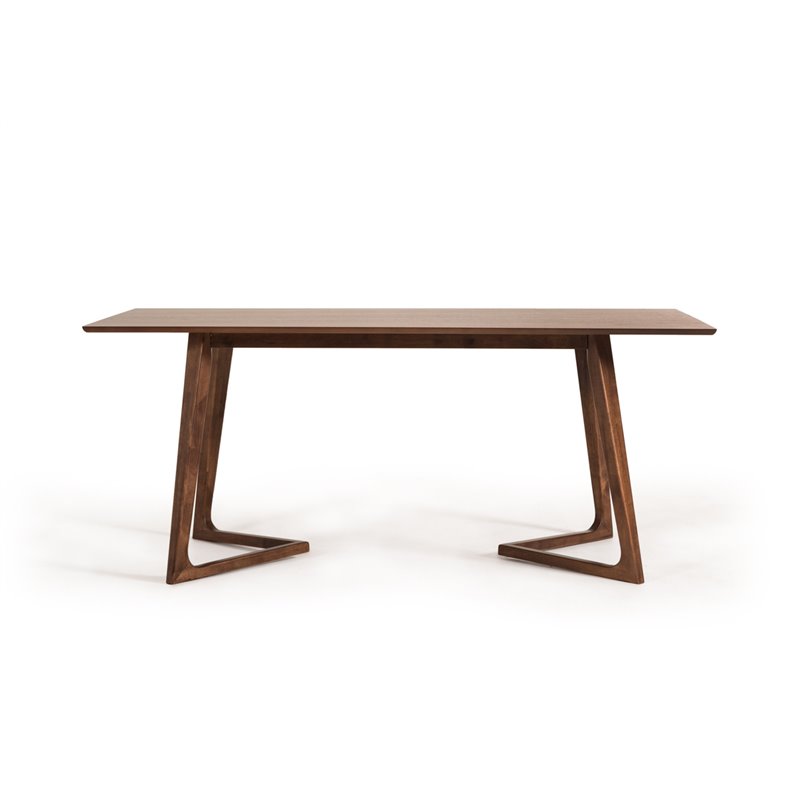 Modrest Jett Rectangular Mid-Century MDF Wood Dining Table in Natural Walnut