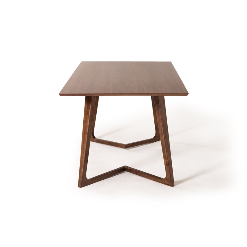 Modrest Jett Rectangular Mid-Century MDF Wood Dining Table in Natural Walnut