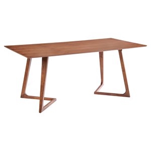 Modrest Jett Rectangular Mid-Century MDF Wood Dining Table in Natural Walnut