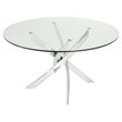 Modrest Pyrite Round Modern Metal & Glass Dining Table in Silver/Clear