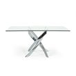 Modrest Pyrite Rectangular Modern Metal & Glass Dining Table in Silver/Clear