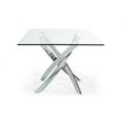 Modrest Pyrite Rectangular Modern Metal & Glass Dining Table in Silver/Clear
