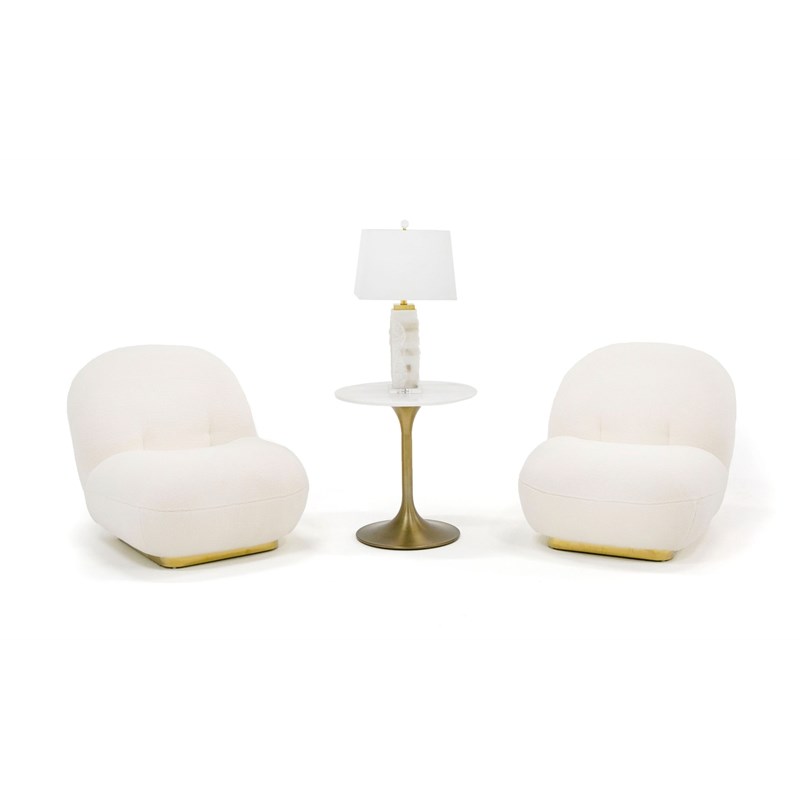 Modrest Crestone Upholstered Modern Fabric Accent Chair in White