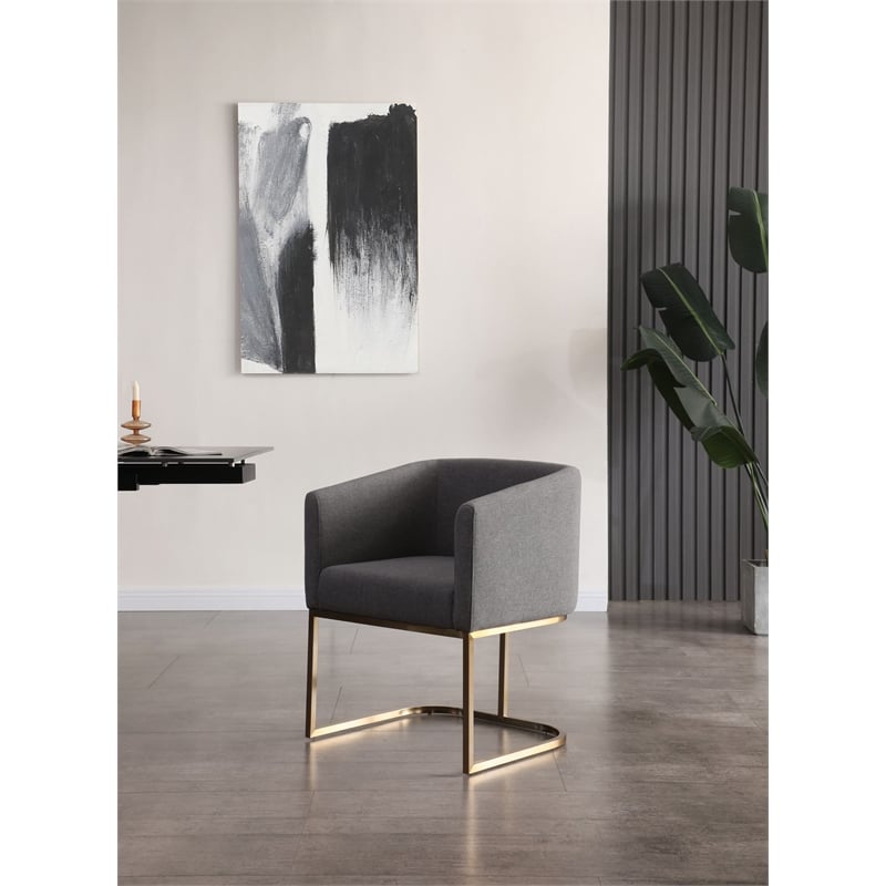Modrest Yukon Upholstered Modern Fabric Dining Chair in Dark Gray