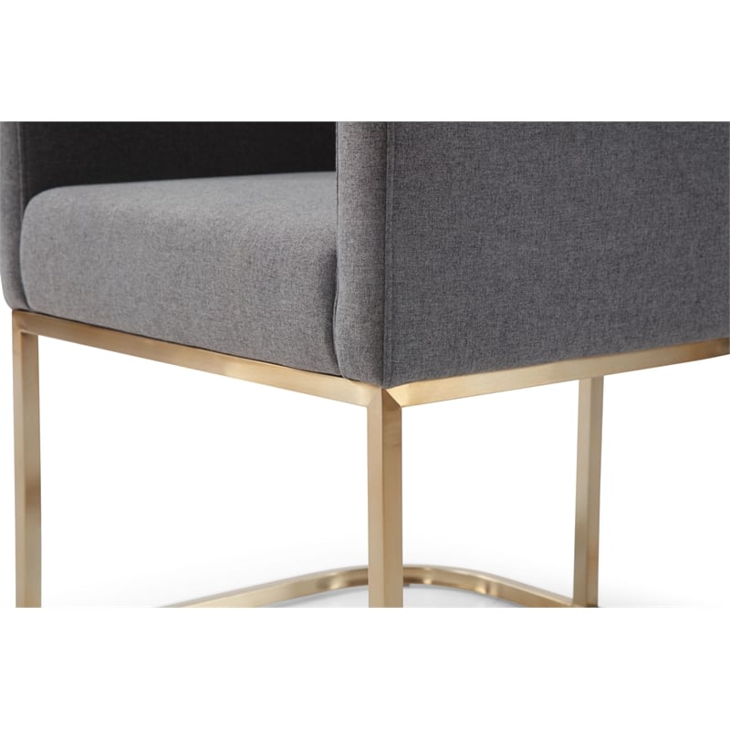 Modrest Yukon Upholstered Modern Fabric Dining Chair in Dark Gray