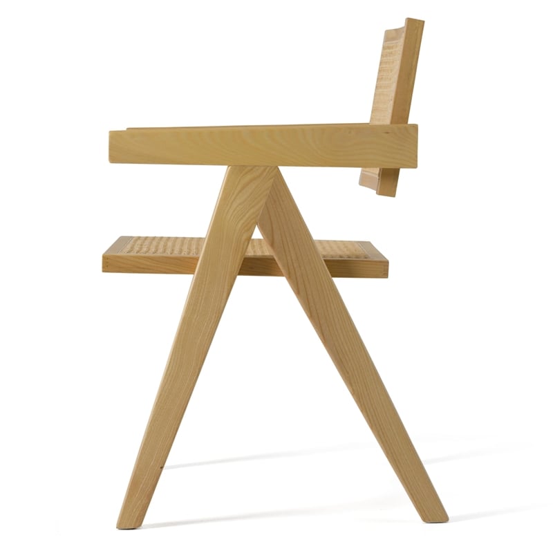 Modrest Aurora Modern Rattan Dining Arm Chair in Natural Ash