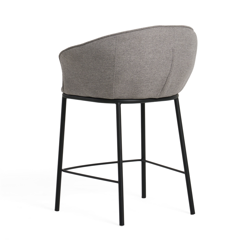 Modrest Rumi Upholstered Modern Fabric Counter Stool in Gray/Black