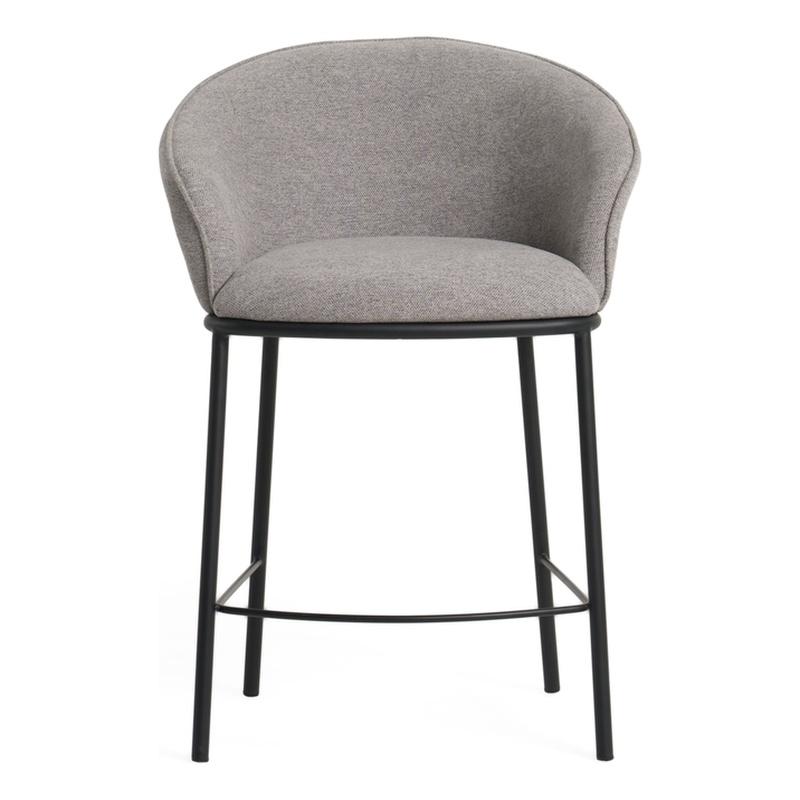Modrest Rumi Upholstered Modern Fabric Counter Stool in Gray/Black