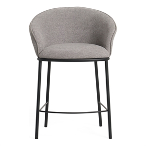 Modrest Rumi Upholstered Modern Fabric Counter Stool in Gray/Black