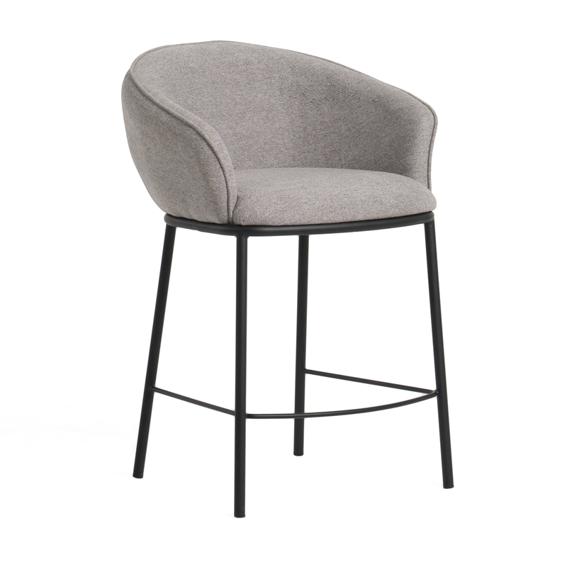 Modrest Rumi Upholstered Modern Fabric Counter Stool in Gray/Black